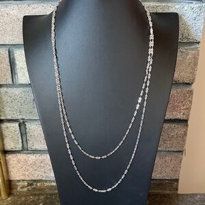 Vintage CROWN TRIFARI ornate chain silver tone necklace 54 inch